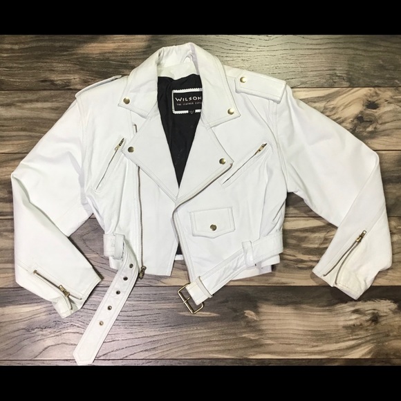 white cropped biker jacket